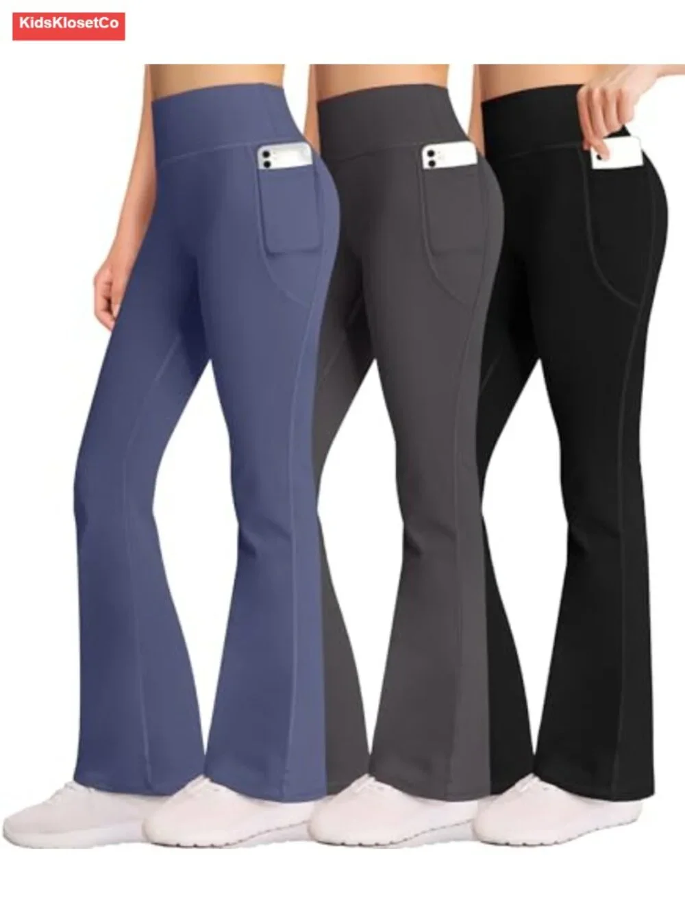 Girls Yoga Flare Wide Leg Pants with Pockets 3-Pack